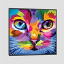 Ver imagem 1 de Quadro Gato Color 1 Tela Moldura Preta 60X60Cm