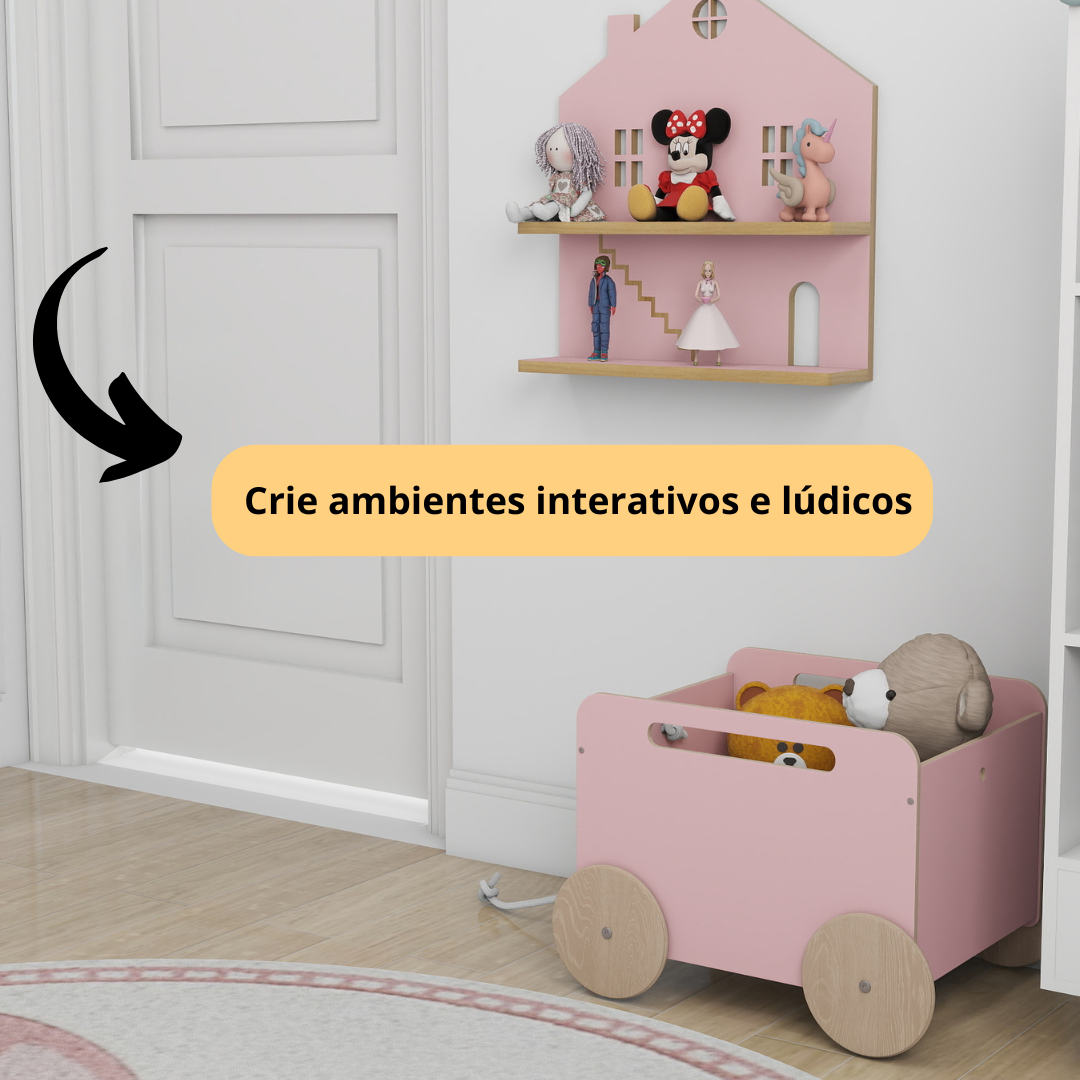 Baú Infantil Organizador de Brinquedos com Rodinhas - Midi - Rosa - 5