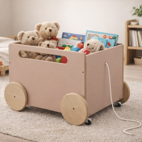 Baú Infantil Organizador de Brinquedos com Rodinhas - Midi - Rosa