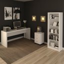Ver imagem 1 de Conjunto 3 Peças com 1 Mesa para Escritório 1 Estante 1 Gaveteiro Espresso Móveis Branco
