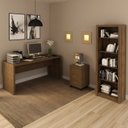 Ver imagem 1 de Conjunto 3 Peças com 1 Mesa para Escritório 1 Estante 1 Gaveteiro Espresso Móveis Marrom