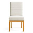 Ver imagem 3 de Cadeira de Jantar Mavie Estofada para Sala de Jantar Sofisticado Linhas Horizontais - Suede Bege