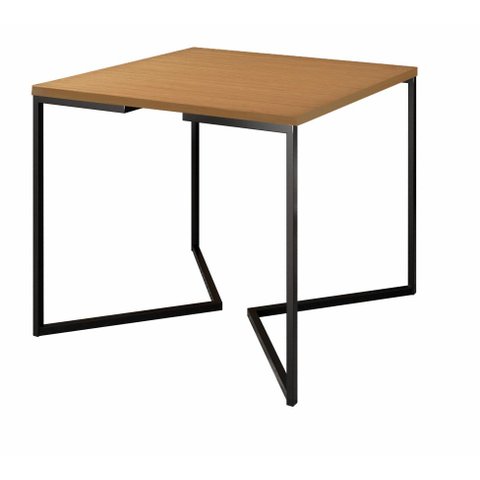 Mesa de Jantar Industrial Base De Ferro Preto em V Tampo 90x90 Canela