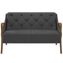 Ver imagem 6 de Kit Sofá 02 Lugares Sala Estar 135cm com 02 Poltronas Coral Pés Madeira M03 Linho Chumbo - Lyam
