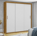 Ver imagem 1 de Guarda Roupa Casal 3 Portas de Correr 4 Gavetas 186cm Clarice Cinamomo/Off White - Carioca Móveis