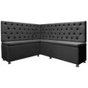Ver imagem 1 de Kit Canto Alemão 4 Lugares com Baú e Capitonê Veludo Cinza 1,25x1,60m Sofa Store