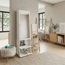 Ver imagem 1 de Espelho de Chão Grande Retângular 175x49cm 2 Prateleiras Porta Acessórios Retrô PE2024 Branco