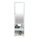 Ver imagem 3 de Espelho de Chão Grande Retângular 175x49cm 2 Prateleiras Porta Acessórios Retrô PE2024 Branco