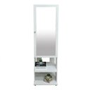 Ver imagem 3 de Espelho de Chão Grande Retângular 175x49cm 2 Prateleiras Porta Acessórios Retrô PE2024 Branco