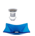 Ver imagem 1 de CUBA DE VIDRO RETANGULAR 39CM AZUL ESCURO + VALVULA CLICK