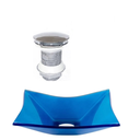 Ver imagem 1 de CUBA DE VIDRO RETANGULAR 39CM AZUL ESCURO + VALVULA CLICK