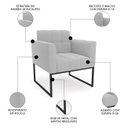 Ver imagem 3 de Namoradeira e 2 Poltronas Industrial Preto Ana Bouclé Cinza - Ibiza