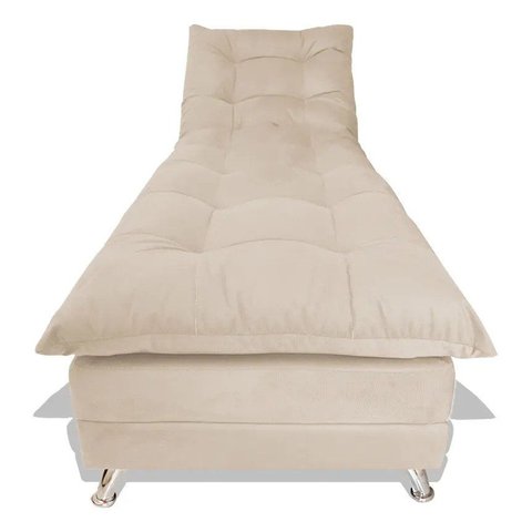 Sofa Cama Chaise Bicama Reclinavel Sala Lavinia Suede:Bege/Suede