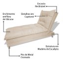 Ver imagem 3 de Sofa Cama Chaise Bicama Reclinavel Sala Lavinia Suede:Bege/Suede