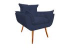 Ver imagem 4 de Kit Namoradeira + 1 Poltrona + 1 Puff Decorativo Opala Suede Azul Marinho Pés Madeira Ms Decor