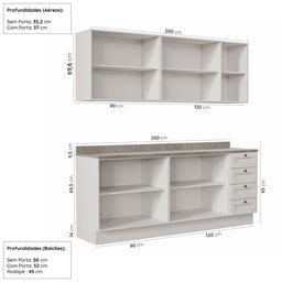 Cozinha Modulada 4 Peças com 2 Aéreos e 2 Balcões Arizona CabeCasa MadeiraMadeira - 4