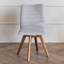 Ver imagem 3 de Kit 6 Cadeiras Cloud Giratória, Pés Chocolate, Tecido Linho Cor Cinza