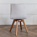 Ver imagem 6 de Kit 6 Cadeiras Cloud Giratória, Pés Chocolate, Tecido Linho Cor Cinza