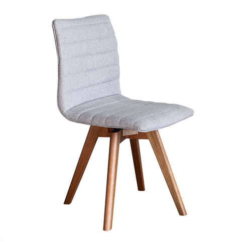 Kit 6 Cadeiras Cloud Giratória, Pés Chocolate, Tecido Linho Cor Cinza