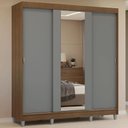 Ver imagem 1 de Guarda-Roupa Casal com Pés 3 Portas de Correr com Espelho Reno Madesa