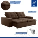 Ver mais imagens de Sofá 4 Lugares Retrátil e Reclinável Super Pilow 250cm Paris Veludo 