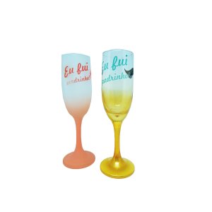Kit Taça de Vidro Champagne convite Padrinho Madrinha Reidopendrive Hak12