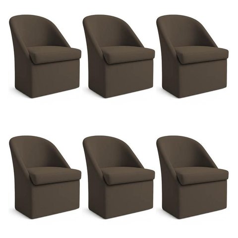 Kit 6 Poltronas Decorativas Malli Linho - Pallazio Cor:Marrom
