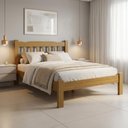 Ver imagem 1 de Cama Casal Pérola Madeira Maciça Resistente Nogueira