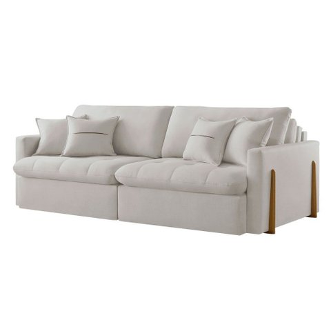 Sofá Cama Retrátil e Reclinável Lisboa 200cm Braço 10cm Meu Sofá Online