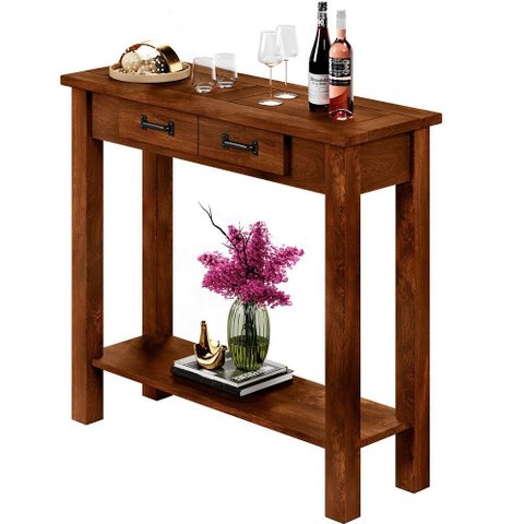 Aparador Buffet Sala de Estar 01 Gaveta 100cm W02 New Rústico Madeira Maciça Imbuia - Lyam Decor
