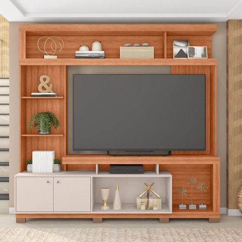 Estante Tv 70 Pol 210cm Sala de Estar Mirel Freijó/off White C01 - D’Rossi