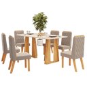 Ver imagem 1 de Mesa Karen 170 Cedro Off White com Kit 6 Cadeiras Sara Cedro Veludo Creme-DJ Móveis