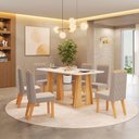 Ver imagem 6 de Mesa Karen 170 Cedro Off White com Kit 6 Cadeiras Sara Cedro Veludo Creme-DJ Móveis