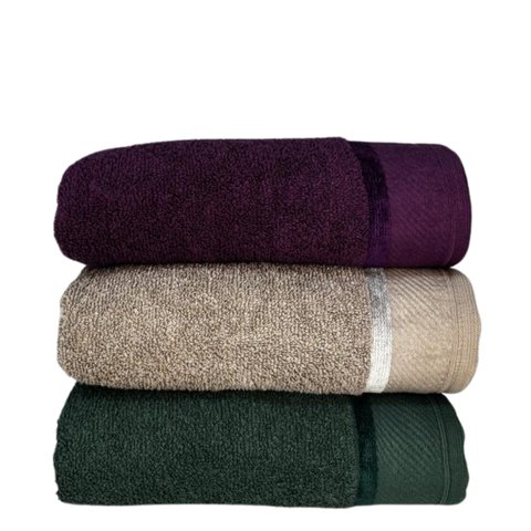 Kit 3 Toalhas de Banho Premium Grande e Grossa Eleganz Banhão 75x150 Cm 100% Algodão - Purpura - Gri