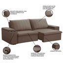 Ver imagem 5 de Sofá Retrátil Reclinável 3 Lugares 205cm Baluart F05 Veludo Castor - Mpozenato