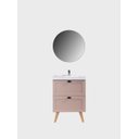 Ver imagem 4 de Gabinete para Banheiro com Cuba e Espelho Redondo 60cm Retro Mdf Rosa Milano - On Móveis