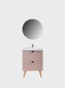 Ver imagem 4 de Gabinete para Banheiro com Cuba e Espelho Redondo 60cm Retro Mdf Rosa Milano - On Móveis