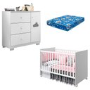 Ver imagem 1 de Berço Americano Tico e Cômoda Infantil Ane Branco Brilho com Colchão Ortobom – Phoenix Baby