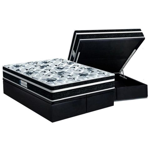 Cama Box Baú King: Colchão Ortopédico Probel D28 Prodormir Advanced Tech1000 Plus + Base Crc