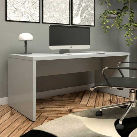 Escrivaninha Home Office 150cm Tampo 40mm Pés Painel