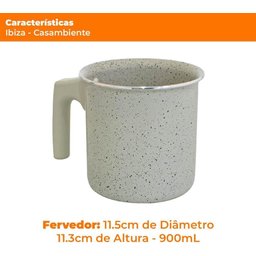 Fervedor Leiteira Antiaderente Cerâmica Ibiza Vanilla 0,9l - Branco - 5