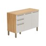 Gabinete P/ Pia Cozinha Balcão Nápoli Prime 3 Portas e 2 Gavetas C/ Tampo 120cm Amendoa/off White - 1