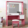 Penteadeira Infantil Diana Led e Banqueta Branco Rosa - 1