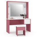 Ver imagem 2 de Penteadeira Infantil Diana Led e Banqueta Branco Rosa