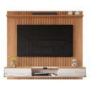 Ver imagem 5 de Painel Ripado Atlas - Mdf 1 Prateleira, Espaço para Tv até 70" Jequitiba-off White - Lukaliam Mó
