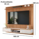 Ver imagem 4 de Painel Ripado Atlas - Mdf 1 Prateleira, Espaço para Tv até 70" Jequitiba-off White - Lukaliam Mó