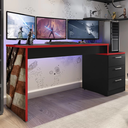 Ver imagem 1 de Mesa Gamer Escrivaninha DRX5000 1780000cm Espresso Móveis Preto Tx E Vermelho