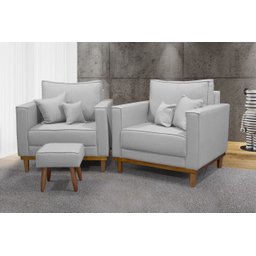Kit 2 Poltronas Beny - Linho Cinza - 1