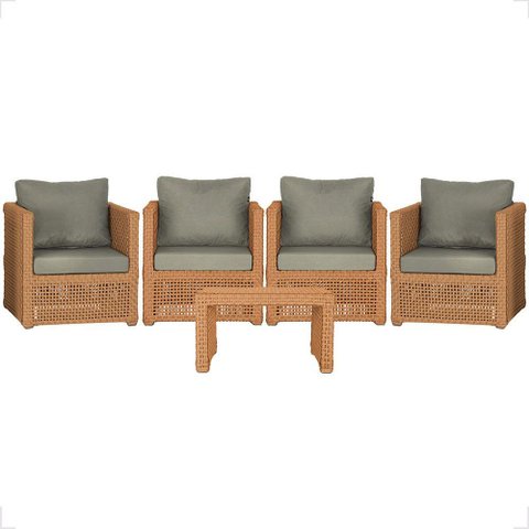 Mesa Centro e 4 Poltronas Madri Corda Náutica Estofado 8 Trama Original