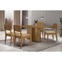 Ver imagem 1 de Conjunto: Mesa de Cozinha Berlim C/ Tampo Madeirado Canto Curvo 120x80cm e 4 Cadeiras Havana